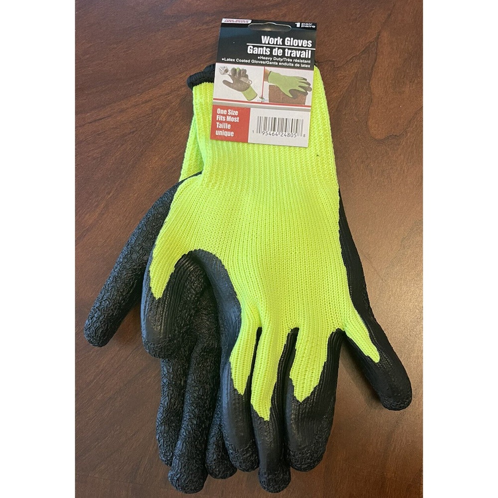 Tool bench Hardware latex gloves Heavy duty neon safety yellow latex-dipped